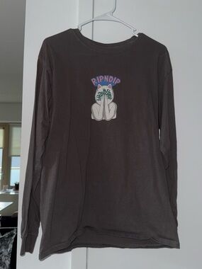RIPNDIP Long Sleeve Graphic Tee - Charcoal